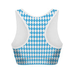 Blue And White Harlequin Pattern Print Women's Sports Bra