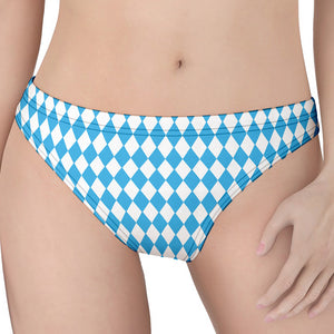 Blue And White Harlequin Pattern Print Women's Thong