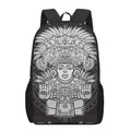 Blue And White Mayan Statue Print 17 Inch Backpack