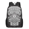 Blue And White Mayan Statue Print 17 Inch Backpack