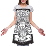 Blue And White Mayan Statue Print Adjustable Apron