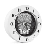 Blue And White Mayan Statue Print Alarm Clock