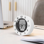 Blue And White Mayan Statue Print Alarm Clock