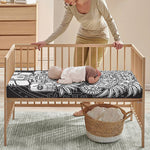 Blue And White Mayan Statue Print Baby Crib Sheet