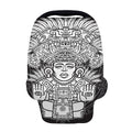 Blue And White Mayan Statue Print Baby Seat Cover