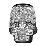 Blue And White Mayan Statue Print Baby Seat Cover