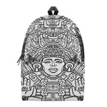 Blue And White Mayan Statue Print Backpack