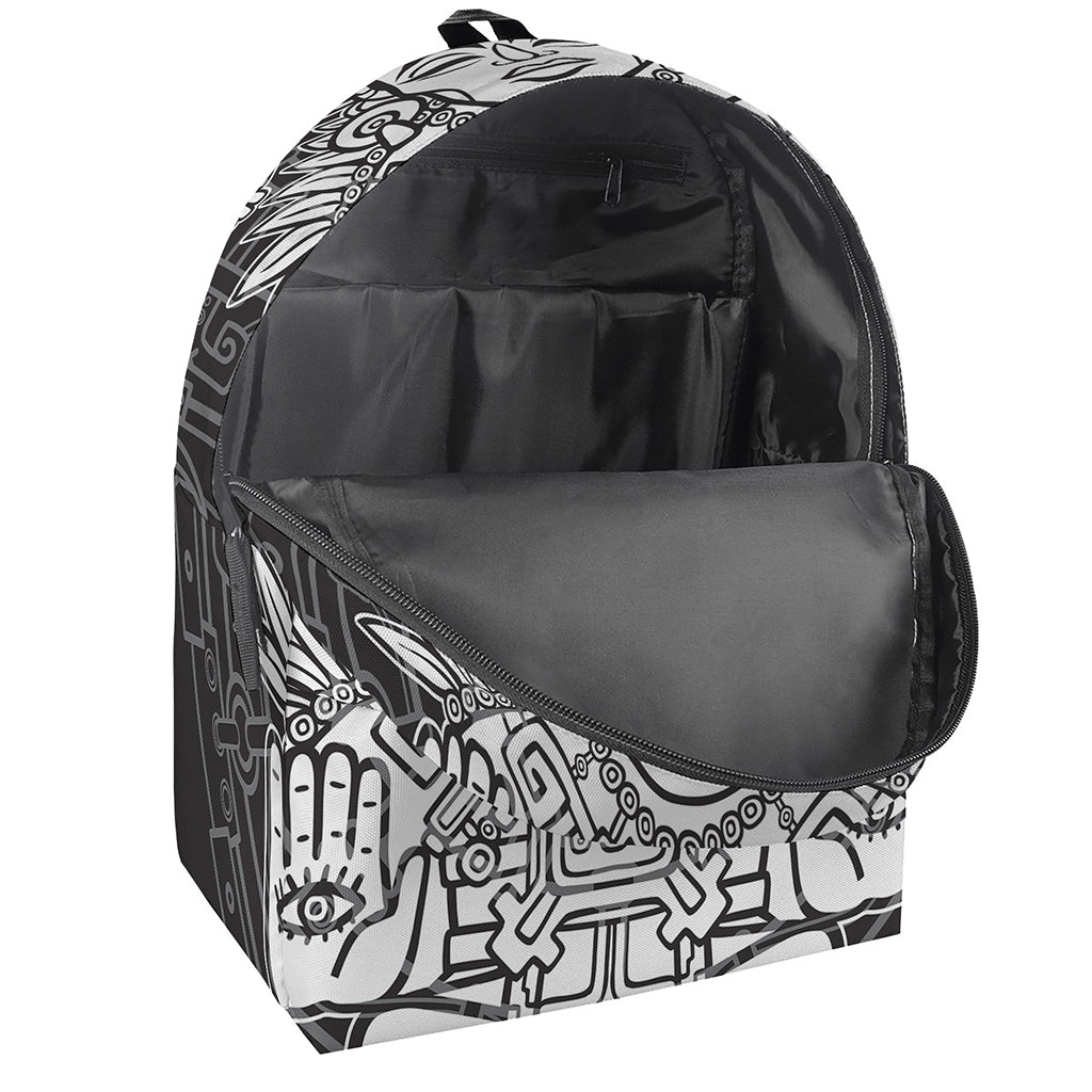 Blue And White Mayan Statue Print Backpack