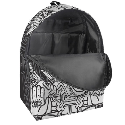 Blue And White Mayan Statue Print Backpack