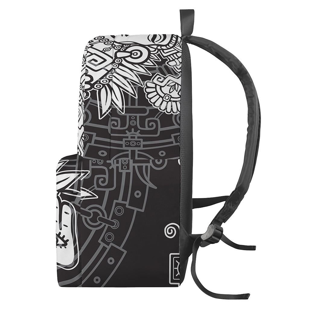 Blue And White Mayan Statue Print Backpack