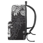 Blue And White Mayan Statue Print Backpack