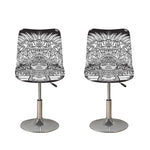 Blue And White Mayan Statue Print Bar Stool Covers