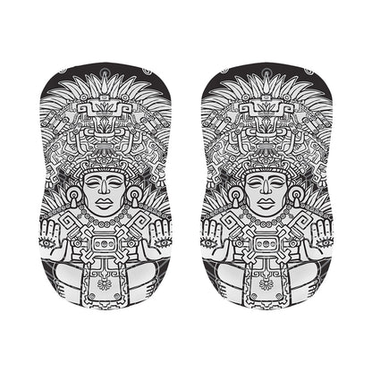 Blue And White Mayan Statue Print Bar Stool Covers