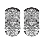 Blue And White Mayan Statue Print Bar Stool Covers