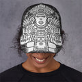 Blue And White Mayan Statue Print Baseball Cap