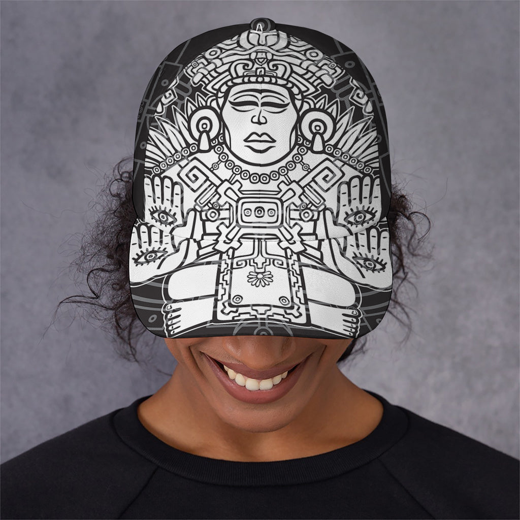 Blue And White Mayan Statue Print Baseball Cap