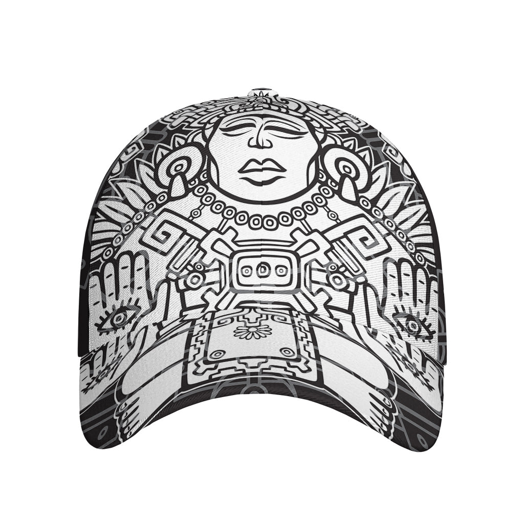 Blue And White Mayan Statue Print Baseball Cap