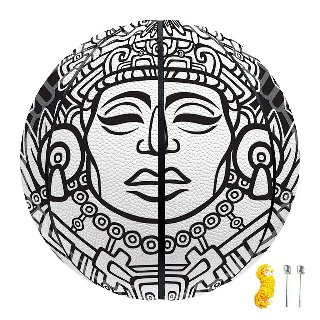 Blue And White Mayan Statue Print Basketball