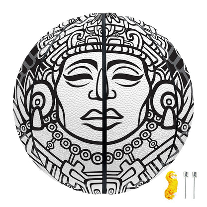 Blue And White Mayan Statue Print Basketball