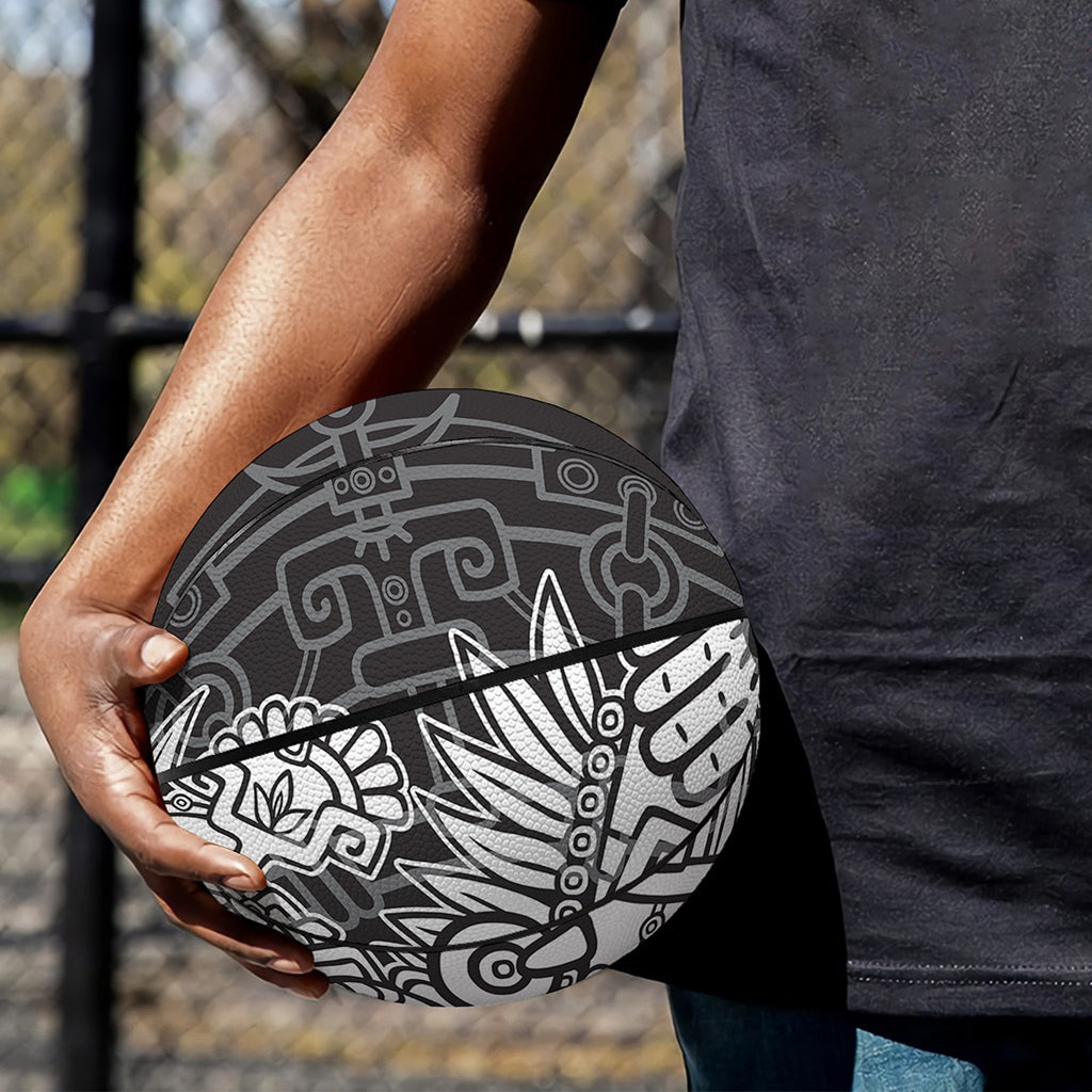 Blue And White Mayan Statue Print Basketball