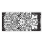 Blue And White Mayan Statue Print Beach Towel