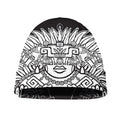 Blue And White Mayan Statue Print Beanie
