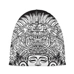 Blue And White Mayan Statue Print Beanie