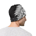 Blue And White Mayan Statue Print Beanie