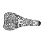 Blue And White Mayan Statue Print Bicycle Seat Cover