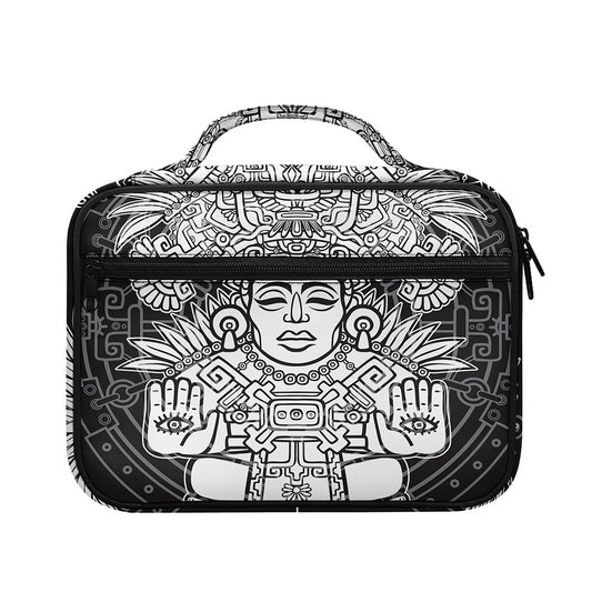 Blue And White Mayan Statue Print Briefcase Bible Bag
