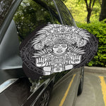 Blue And White Mayan Statue Print Car Side Mirror Covers