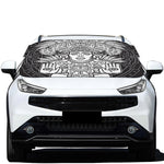 Blue And White Mayan Statue Print Car Windshield Snow Cover