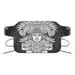 Blue And White Mayan Statue Print Car Windshield Snow Cover