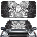 Blue And White Mayan Statue Print Car Windshield Sun Shade