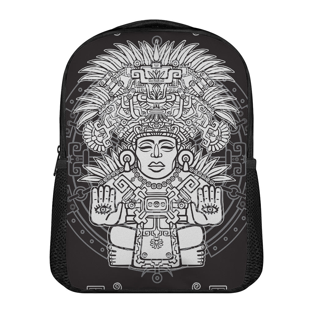 Blue And White Mayan Statue Print Casual Backpack