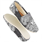 Blue And White Mayan Statue Print Casual Shoes