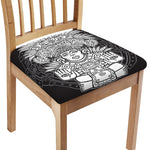 Blue And White Mayan Statue Print Chair Cushion Cover