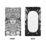 Blue And White Mayan Statue Print Changing Pad Cover
