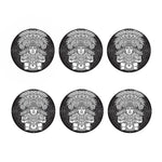 Blue And White Mayan Statue Print Coaster Set