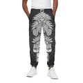 Blue And White Mayan Statue Print Cotton Sweatpants
