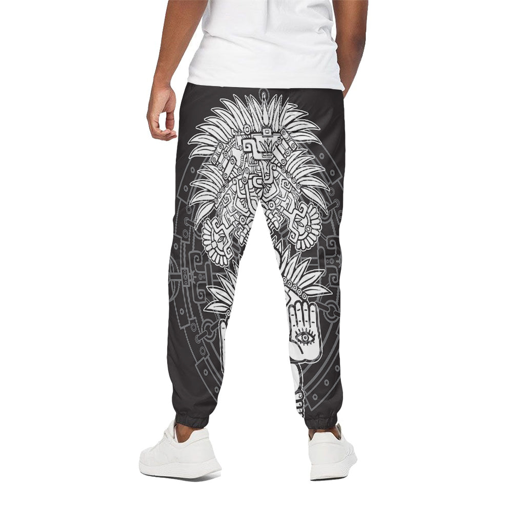 Blue And White Mayan Statue Print Cotton Pants