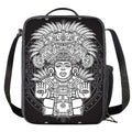 Blue And White Mayan Statue Print Crossbody Lunch Bag