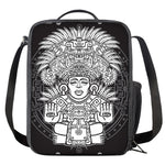 Blue And White Mayan Statue Print Crossbody Lunch Bag