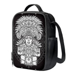 Blue And White Mayan Statue Print Crossbody Lunch Bag
