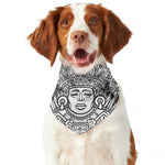 Blue And White Mayan Statue Print Dog Bandana