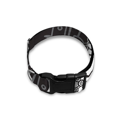 Blue And White Mayan Statue Print Dog Collar