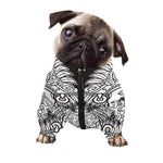 Blue And White Mayan Statue Print Dog Zip Up Jacket