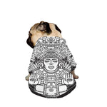 Blue And White Mayan Statue Print Dog Zip Up Jacket