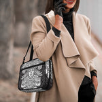 Blue And White Mayan Statue Print Double Strap Bible Bag