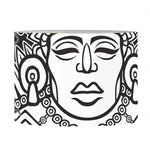 Blue And White Mayan Statue Print Drum Lamp Shade